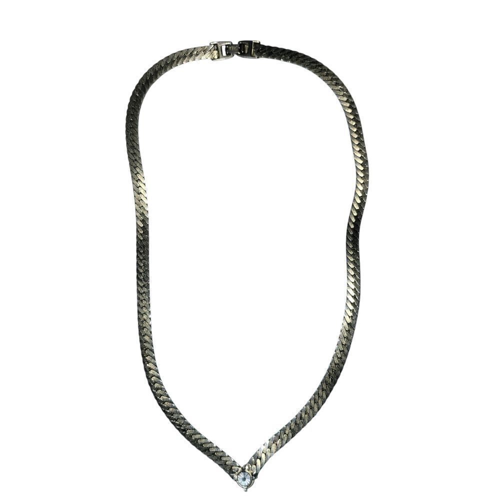 Elegant gold tone Necklace with faux  diamond